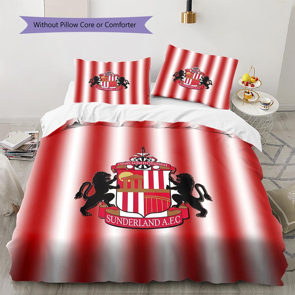סט מצעים שמיכה עם לוגו SAFC כיסוי שמיכה ציפית לציפית קישוט לבית מתנת יום הולדת (1 * כיסוי שמיכה + 2 * ציפות, ללא ליבה)