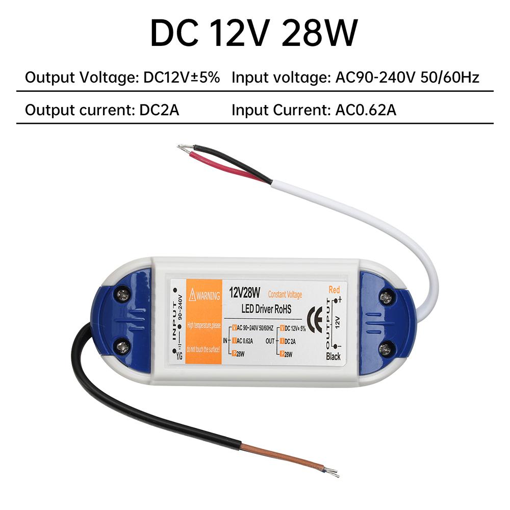 

12V LED Driver AC 90-240V to DC 12V Power Supply Converter 18W 28W 48W 12 Volt Power Adapter LED Strip Lighting Transformer