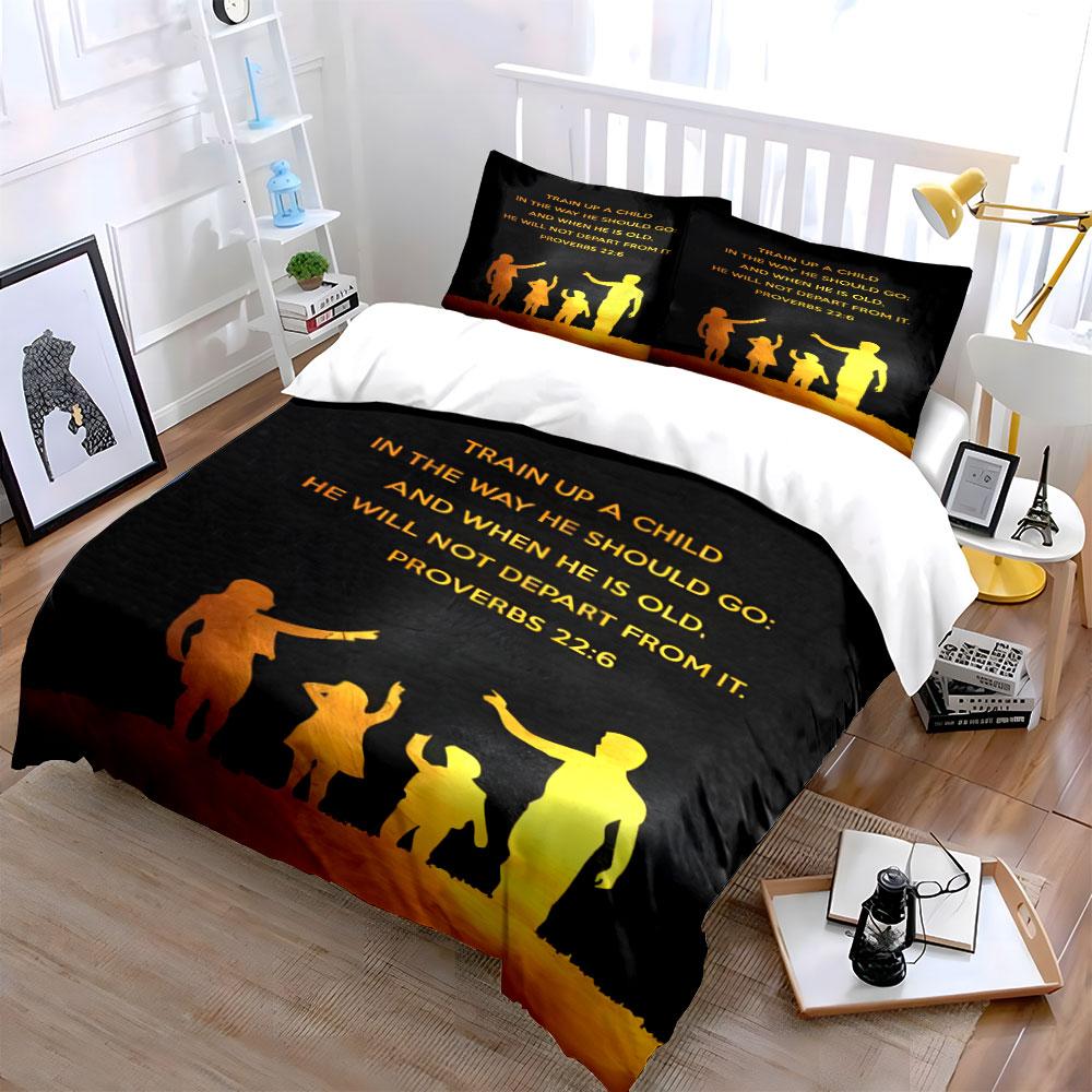 Silhouettes and Bible Verse. Bedding Sets Duvet Cover Sets Duvet Covers Pillowcases(1 * Duvet Cover 2 * Pillowcases Without Duvet Insert)