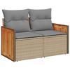 Sofa Set 7 Pcs Beige and Light Gray Poly Rattan and Steel