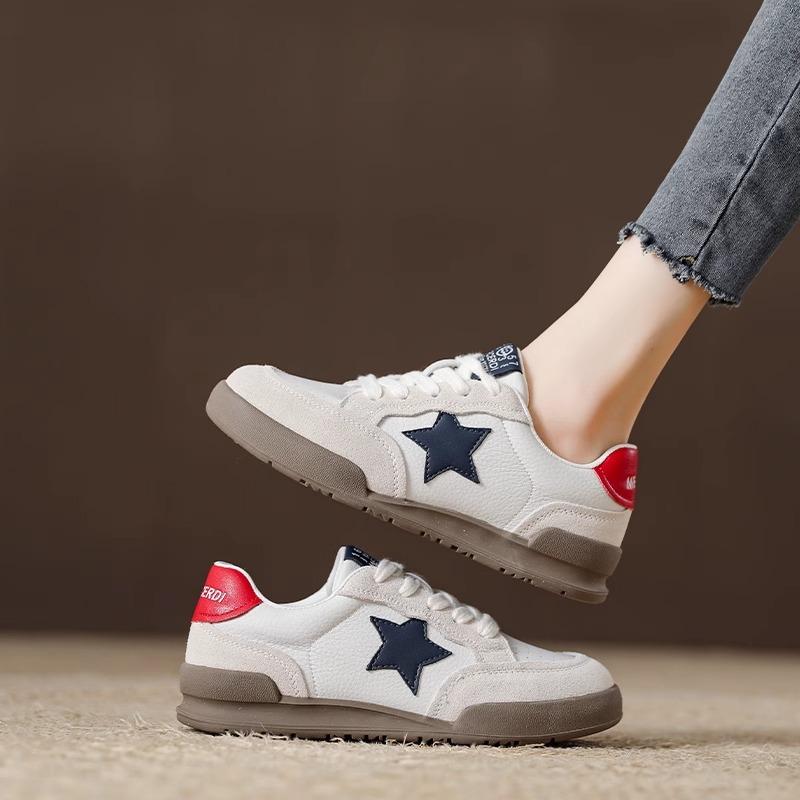 Retro Flat Bottom German Training Shoes Women's Shoes Spring and Summer New Genuine Leather Soft Bottom White Shoes Casual Sneaker Board Shoes