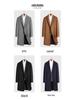 Men's Mid-Length Wool Overcoat with Cotton Padding and Suit Collar - Casual Plus Size