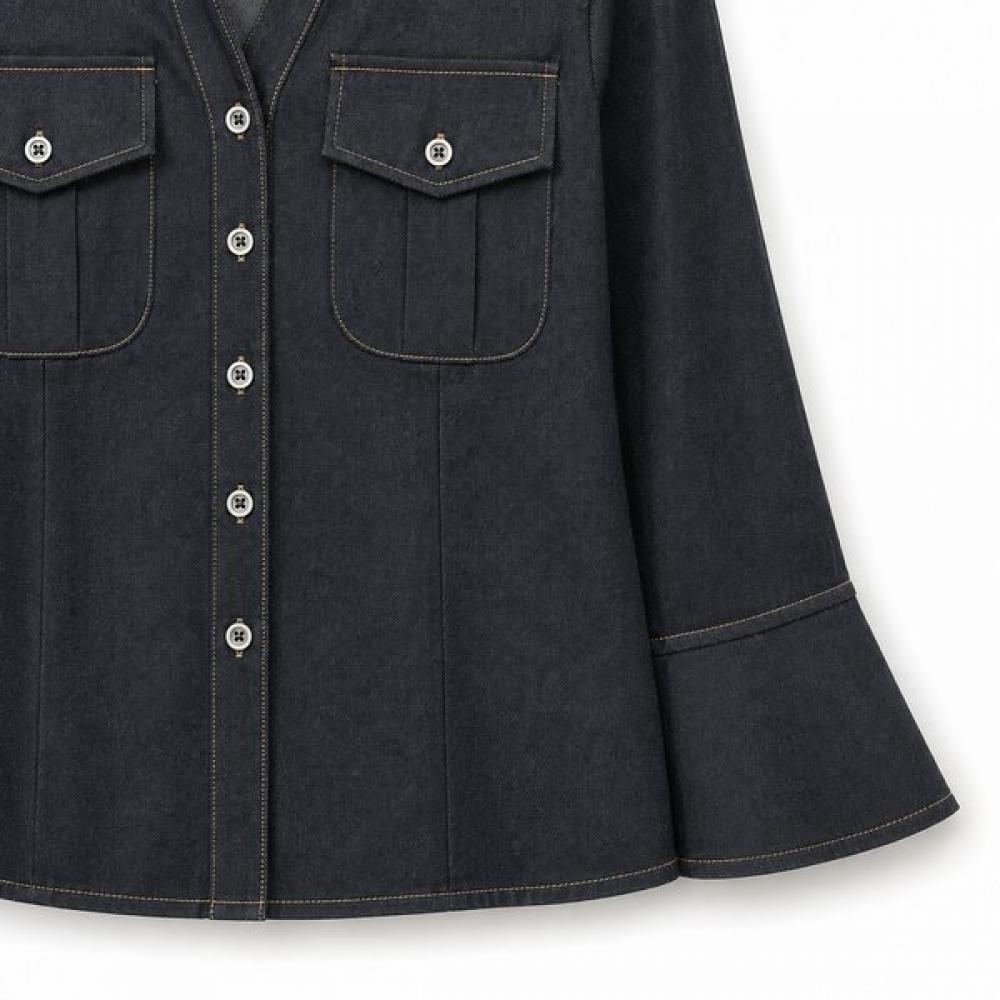 Ggpx New York Collar Neck Chalan Denim Button Shirt Gq8sh046f