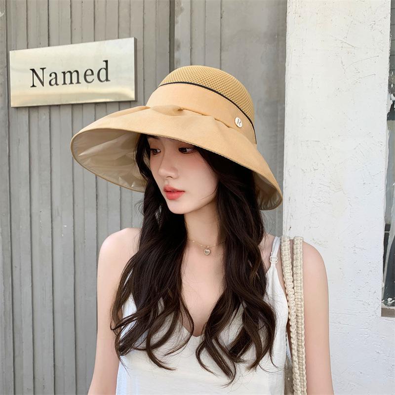 Extended brim sun protection hat women's new summer UV protection vinyl fashion sun hat outdoor sun hat