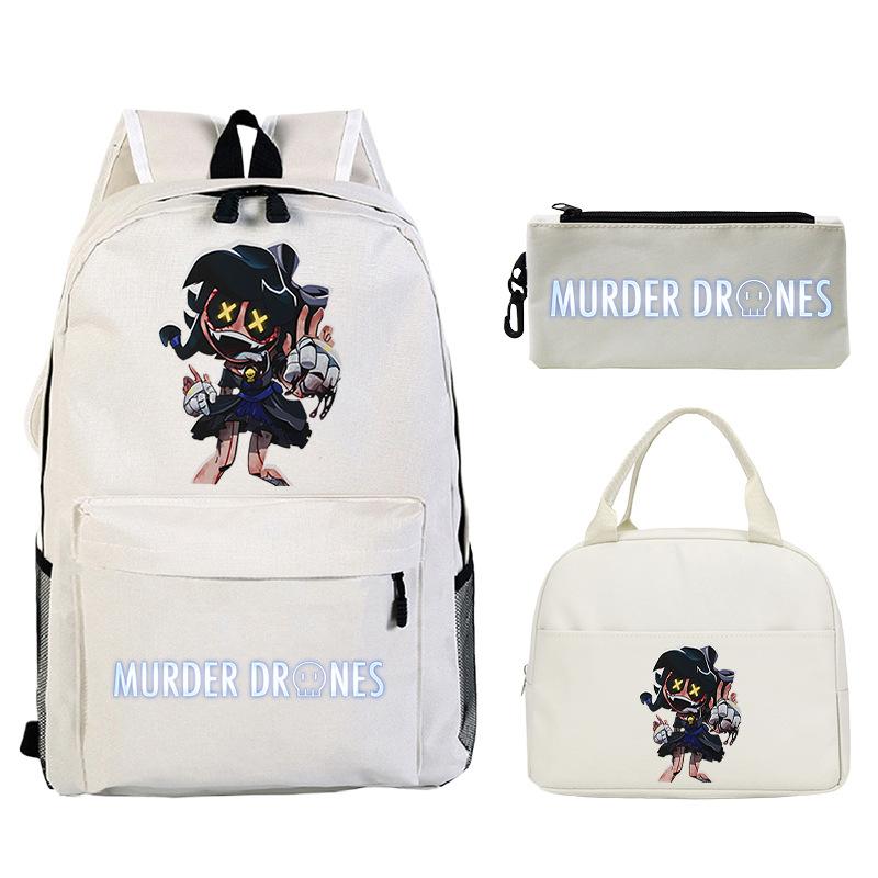 Murder Drones Printed Children's Backpack Pencil Bag Meal Bag Set Large Capacity Student School Bag