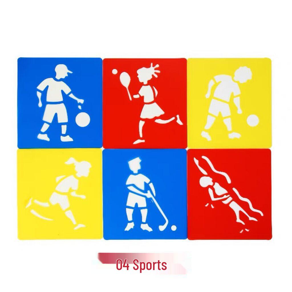 PP Kids' Painting & Drawing Stencil Set - Hollow Plastic Outline Templates for Beginners