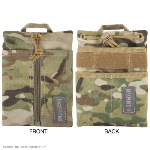 MAXPEDITION Plate Pocket Organizer, 5" x 7" (Multicam), Durable EDC Tool Pouch for Men, Neck Wallet with Paracord Strap, Holds Flashlight, Multitool,