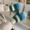 Jintai rainbow color matching stripes~ atmosphere plush mittens women's autumn and winter warm and cold moisture
