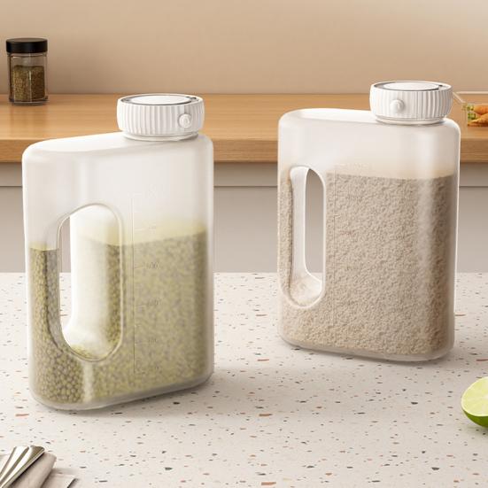 Beans Tank with Ergonomic Handles Transparent Visibility Portable Food Container Precise Ingredient Storage Jar