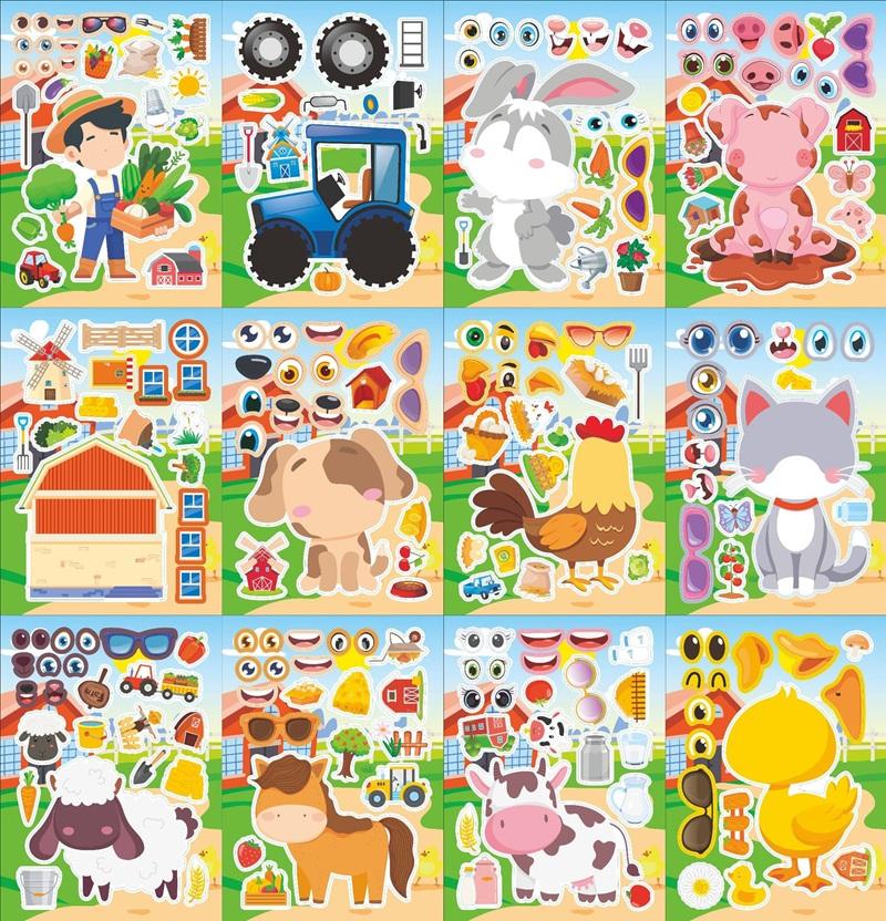 

Cartoon Stickers Animal Jigsaw Puzzle Stickers Parent-Child Interaction Educational Intelligent Puzzles Children s DIY Stickers