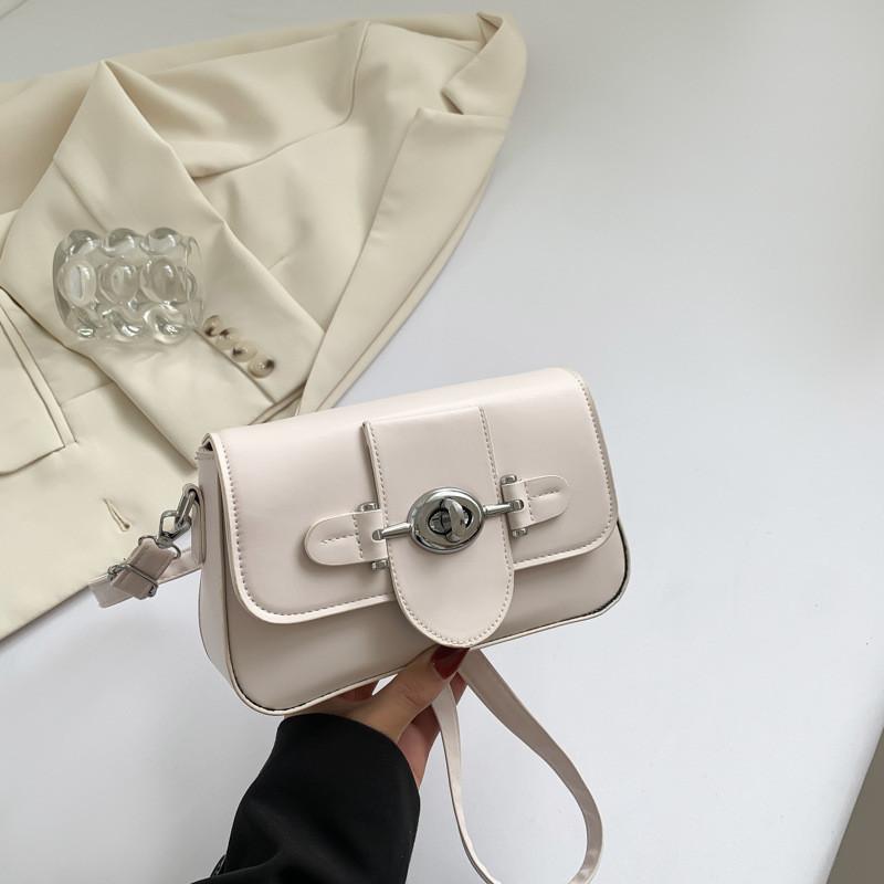 Chic Retro Pu Small Shoulder Bag For Women Trendy Crossbody With Stitching Details
