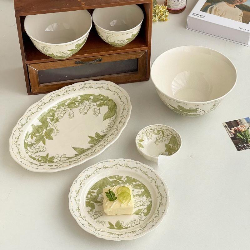 1PC Plates Bowls Tableware Sets New Ceramic Plates Afternoon Tea Desserts Dessert Plates Tableware Household Items