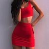 Sexy Women 2 Piece Bodycon Skirt Set Casual Clubwear Party Crop Top Wrap Dress