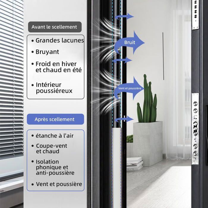 Joint bande isolante porte et fenêtre PVC 6 m - D-marron, anti-froid pour seuil et boudin