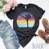 Unisexs Retro Sunset Kickboxing T Shirt Gym Workout Thai Boxing Casual Kickboxer Top For Girls Vintage Washed Stretched