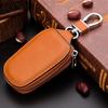 Men's Universal Cowhide Leather Car Key Case with Car Logo and Waist-Hanging Zipper