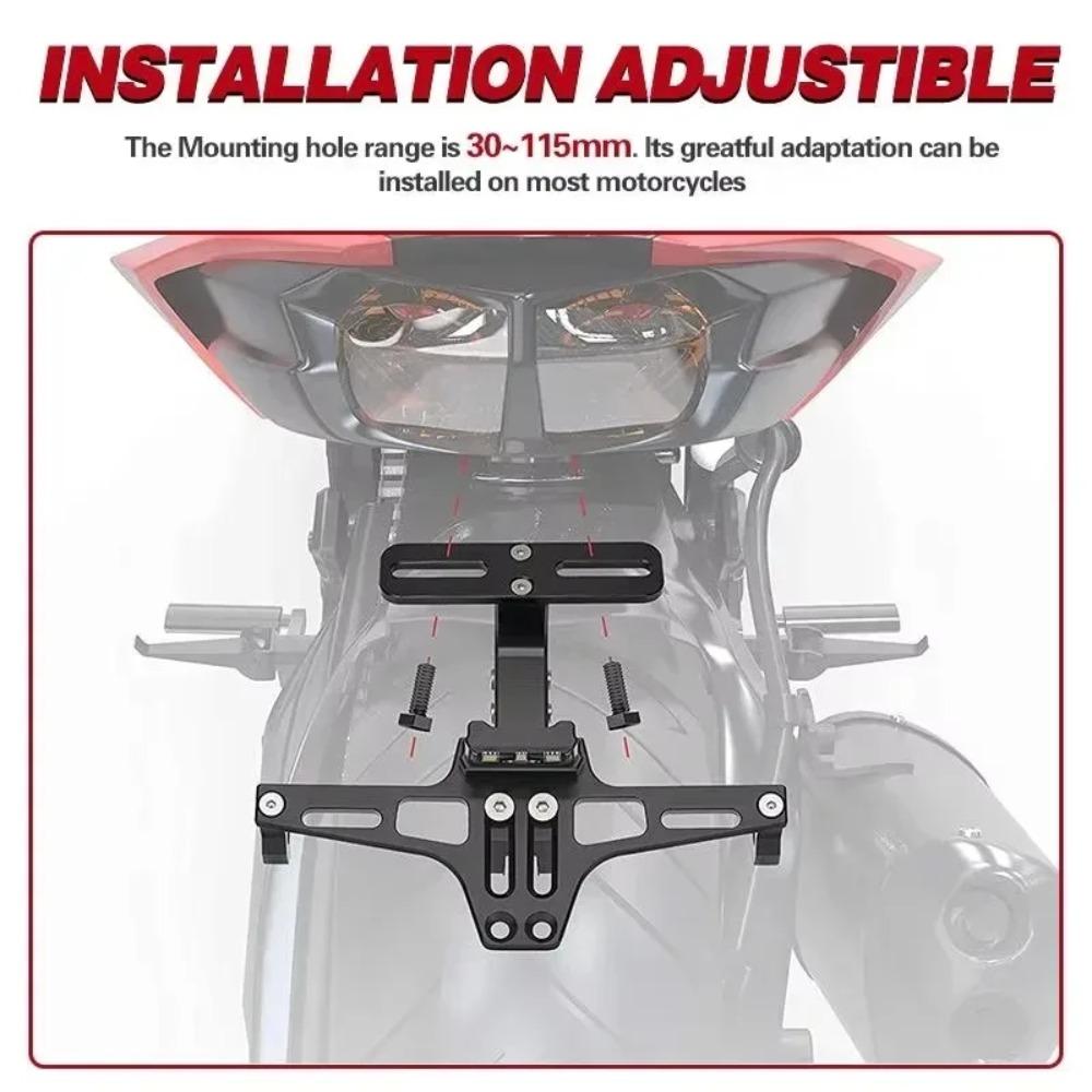 For Yamaha MT07 Kawasaki Z800 Honda for Universal Motorcycle License Plate Holder Number Plate Holder with Turn Signal Lights