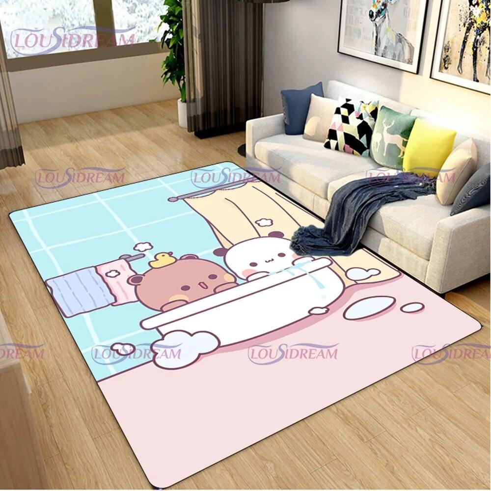 3D Print Cartoon Bubu and Dudu Carpet Cute Lover Bear Area Rug for Living Room Bedroom Decorate Door Mat Kids Room Rug Gift