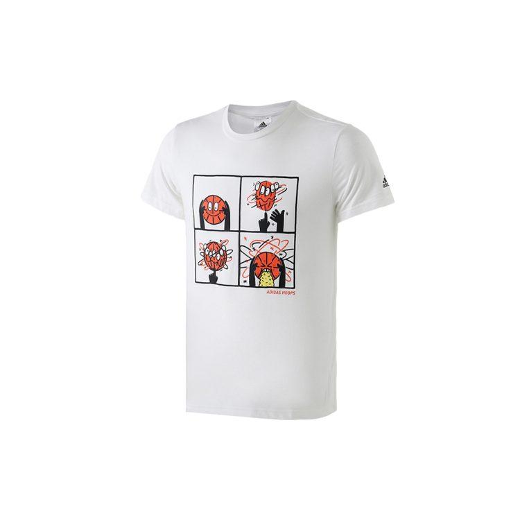 Adidas T Shirts Men's White Crew Neck Moderate Straight Fit DU6858