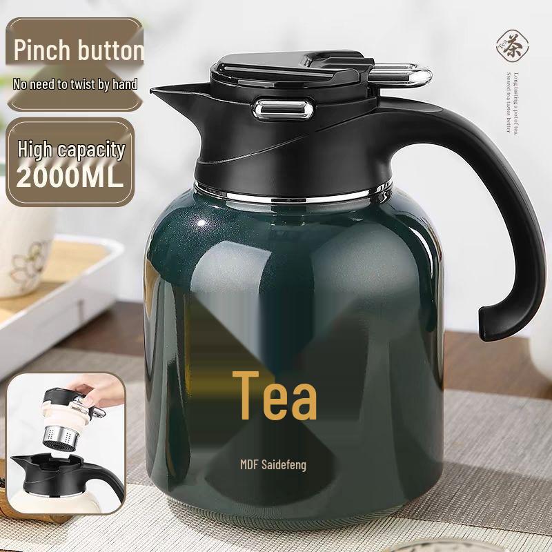 

316L Stainless Steel 2L Stewing Tea Pot with Water Separation for Brewing and Steeping 2L темно-зеленого