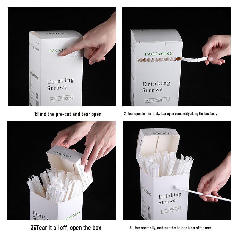 JingQingFu Individually Wrapped Clear PP Plastic Drinking Straws