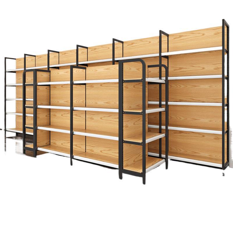 Four-Column Wood Grain Storage Rack for Stationery or Snacks - Single/Double Sided Display