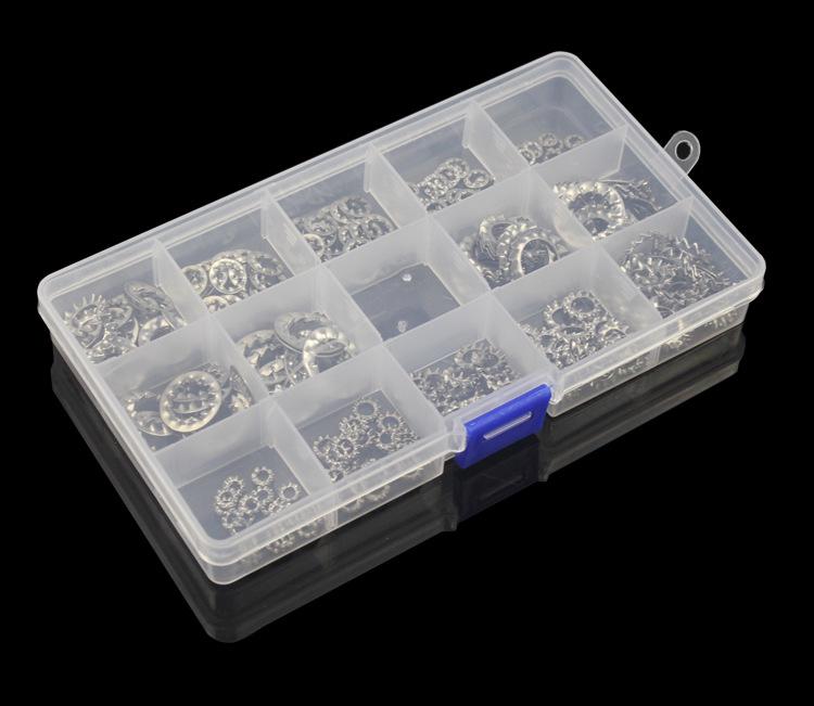 304 Stainless Steel Inner Serrated Flat Lock Washers, Anti-Slip, 240-Piece Set, Sizes M3-M12
