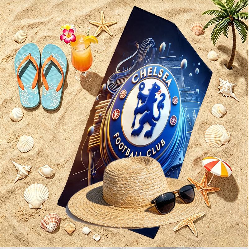 Chelsea F.C. Aufdruck Strandtuch, Vielseitiges Leichtes Saugfähiges Strandtuch für Pool, Surfen, Yoga, Badezimmer, Perfektes Geburtstags- oder Urlaubsgeschenk