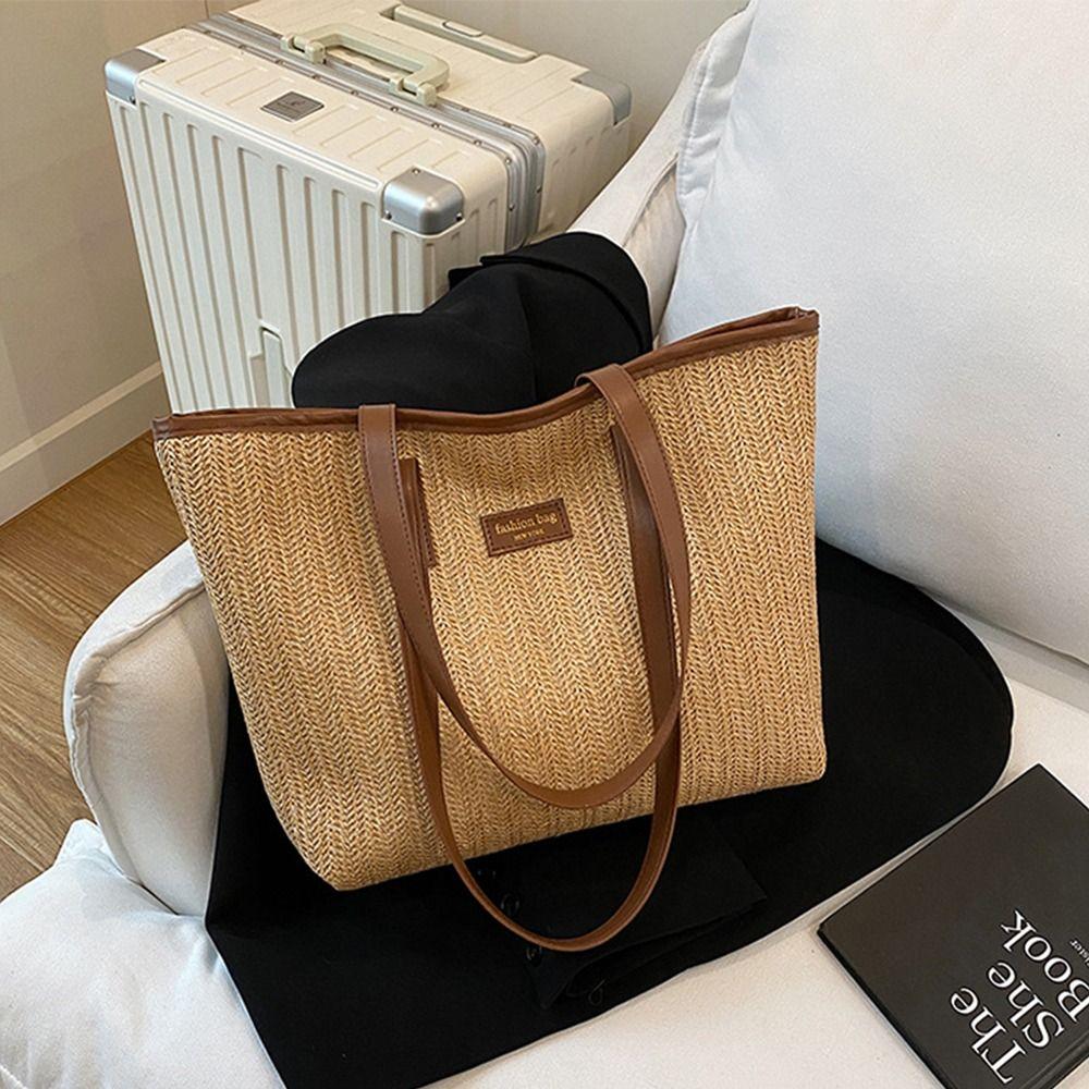Summer Weave Straw Bag Boho Tote Bag Elegant Straw Shoulder Bag  for Women