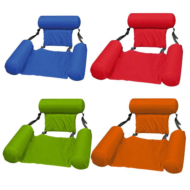 Foldable Inflatable Recliner with Mesh Hammock - Dual-Use Floating Bed Sofa Chair
