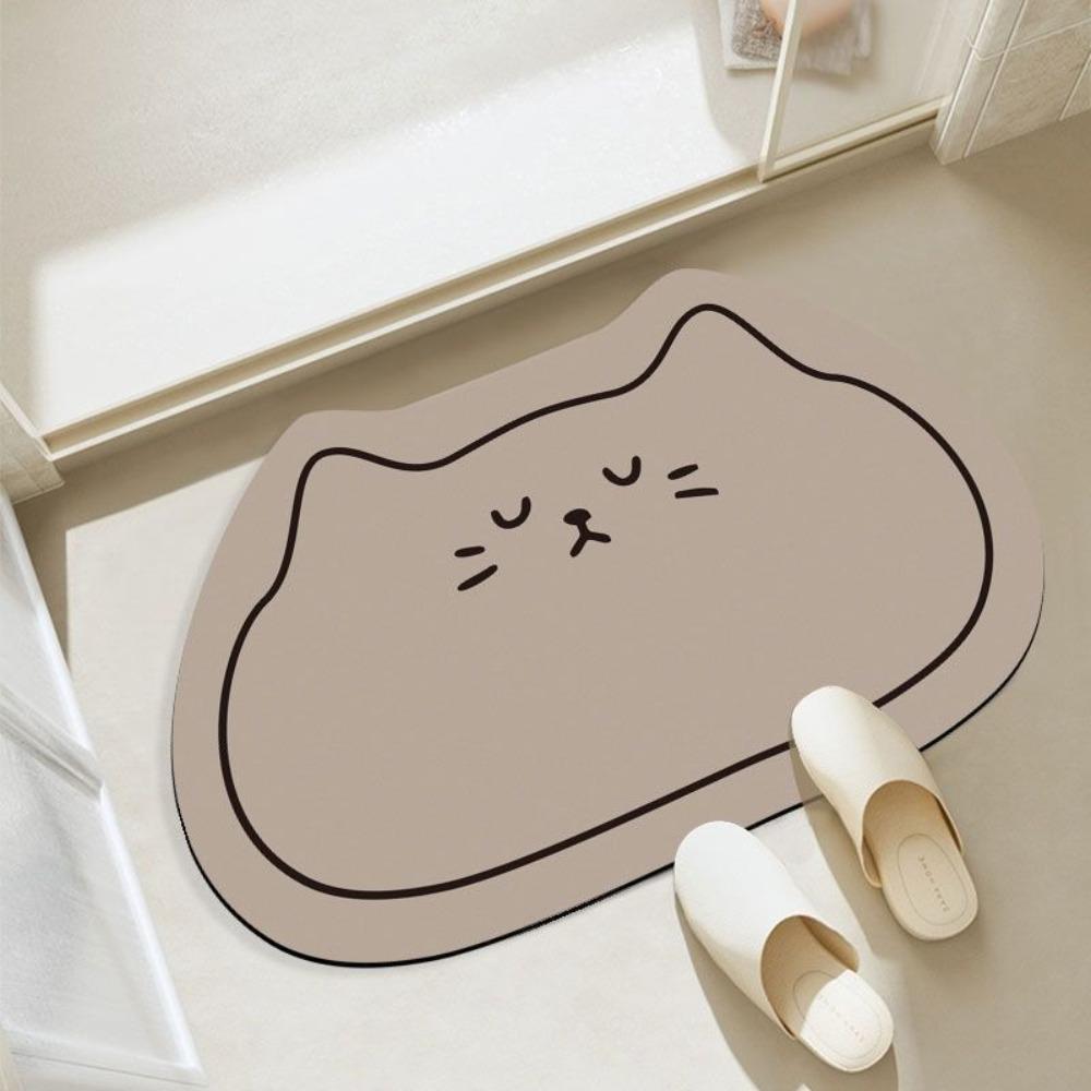

Thick Soft Bath Mat Cartoon Cat Head Doormat New Bathroom Absorbent Floor Mat сірий