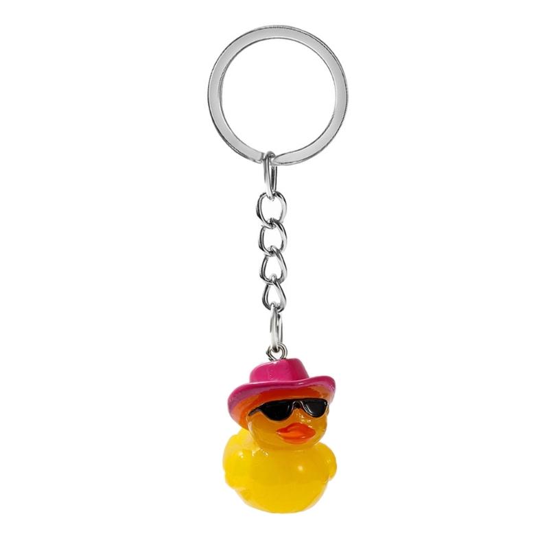 Cute Duck Keychain with Hat Handmade Yellow Duck Pendant Keychain/Earrings Eye Catching Pendant for Women and Kids
