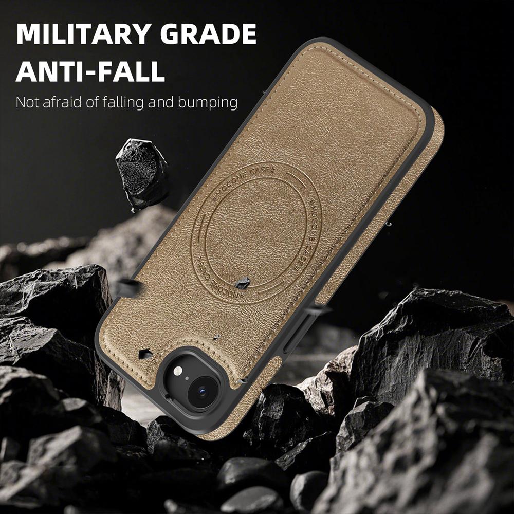 KEYSION Luxuriöse Retro PU-Lederhülle mit MagSafe für iPhone 17e 16e Magnetische stoßfeste Handy-Rückseite für iPhone 16e 17e 2026