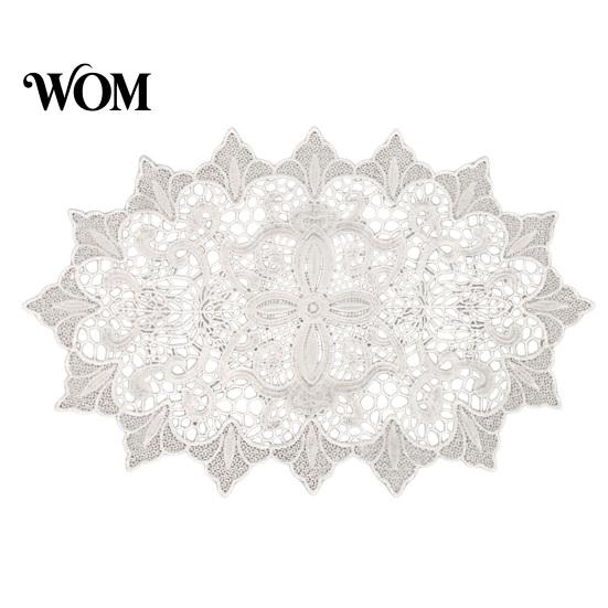 Decorative Table Covers for Weddings White Lace Doily, Elegant Retro Placemat, Embroidered Vintage Floral Doilies Tea Trays Mat, Rectangular
