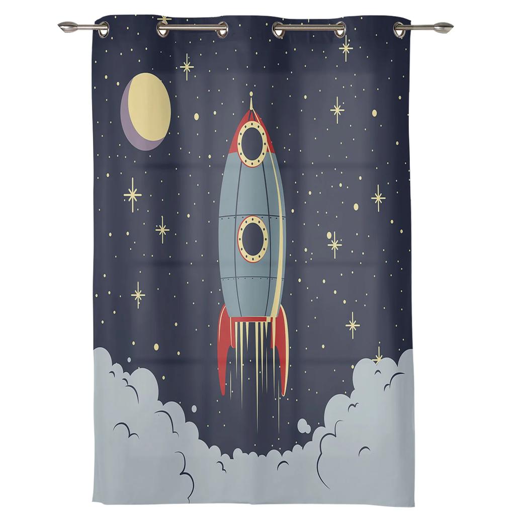 Kosmos Statek Kosmiczny Rakietowy Zasłony do Sypialni Salonu Draperie Kuchnia Pokój Dziecięcy Zasłona Okienna Nowoczesny Wystrój Domu