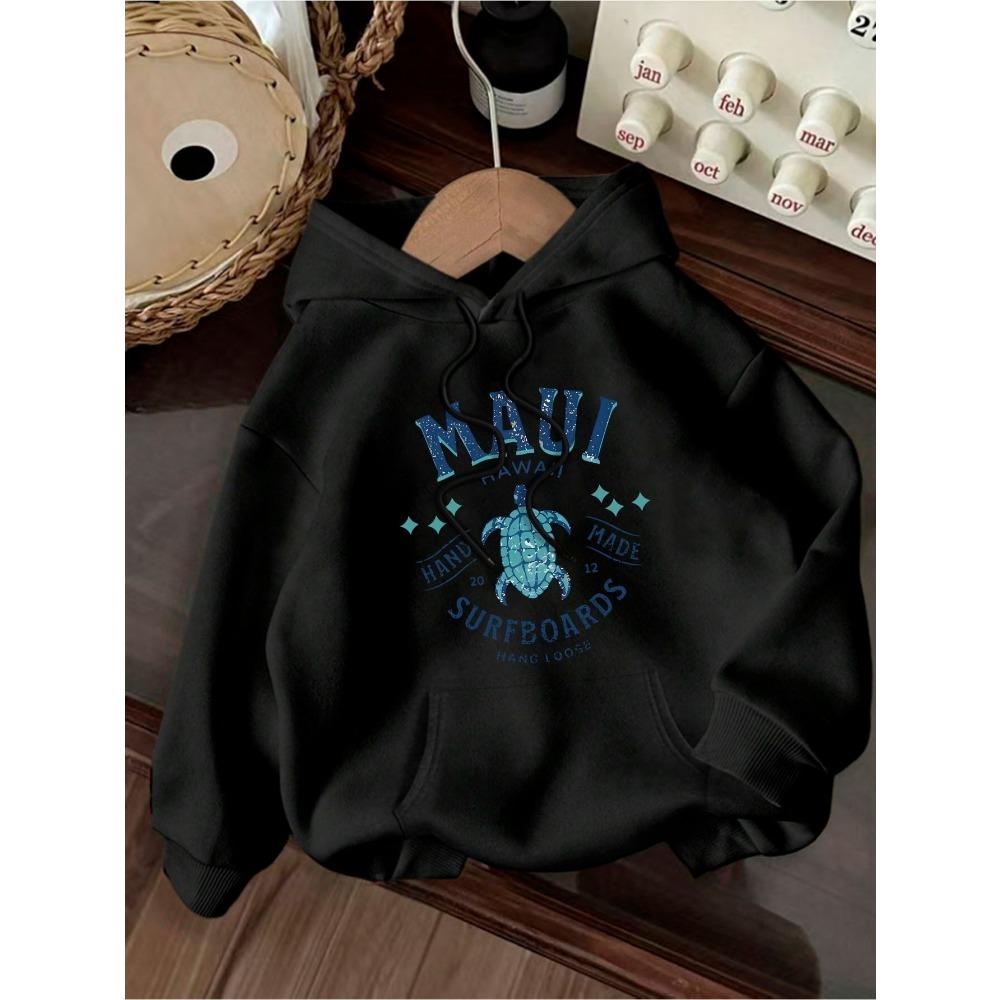 

Осень и зима 2025 Гавайи Мауи Повседневный худи-пуловер с принтом доски для серфинга для женской повседневной одежды XL