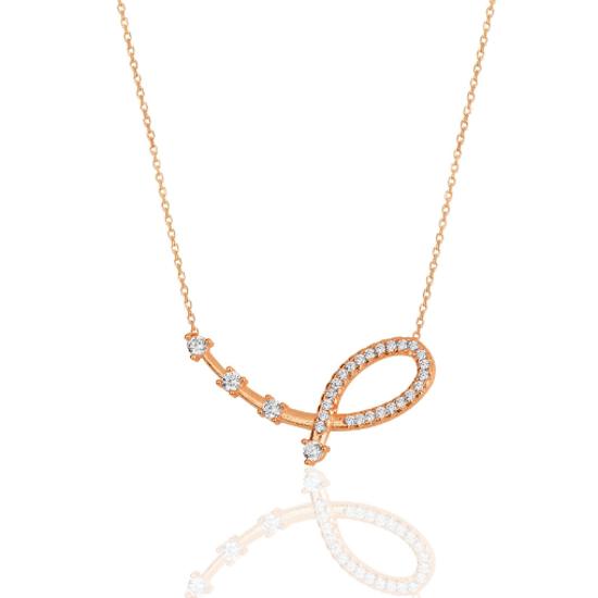 Gümüş rose zirkon taşlı yıldız haritası kolye