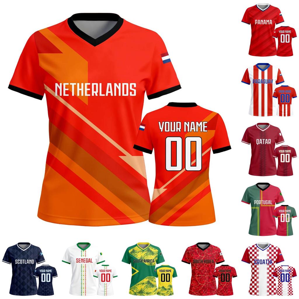 Custom Women Soccer Jersey Short Sleeve Breathable Athletic Top Personalized Team Name Number Sports Shirt for Match Training