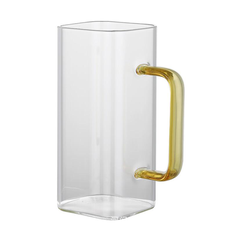Shangqi Glass Square Mouth Cup with Colored Handle