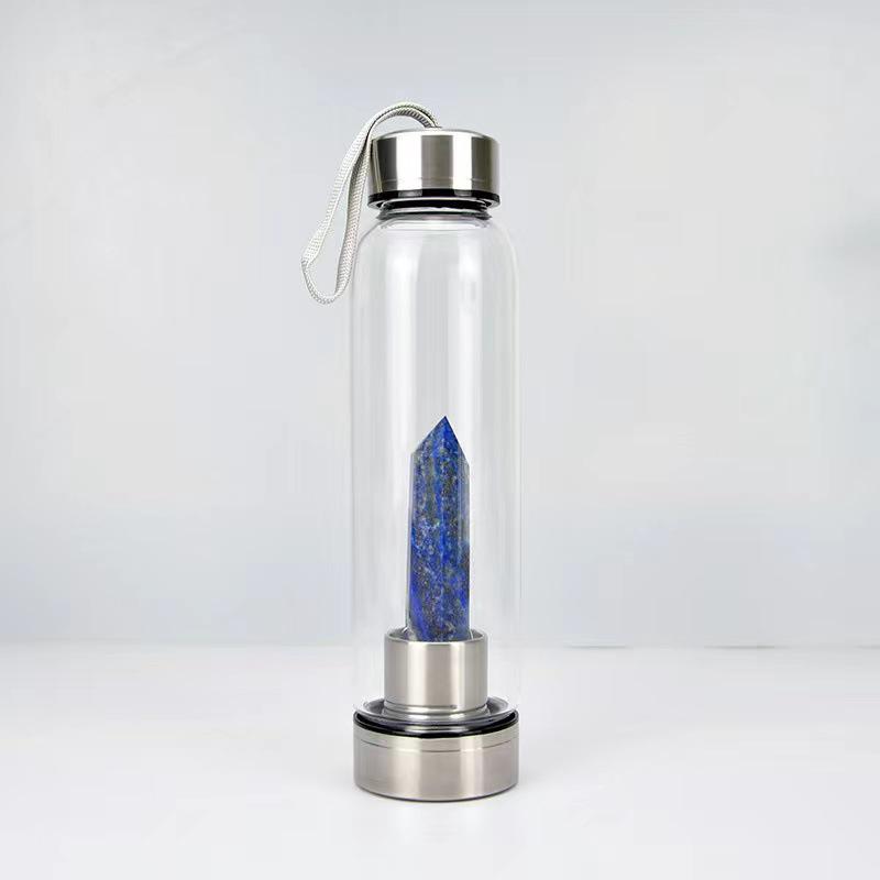 Hexagonal Prism Crystal Glass Water Cup with Magic Wand Spa Design - Custom Logo Option Available