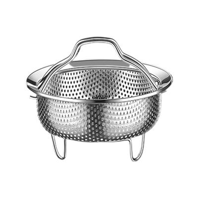 Stainsless Steel Steamers Drain Basket Steaming Rack with Handle Drain Drainers