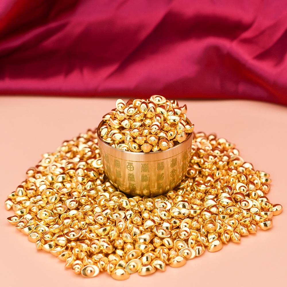 1 pcs Simulated mini solid gold ingot, wealth attraction, home opening decorations, gold decoration, gold gilding Guochao decoration