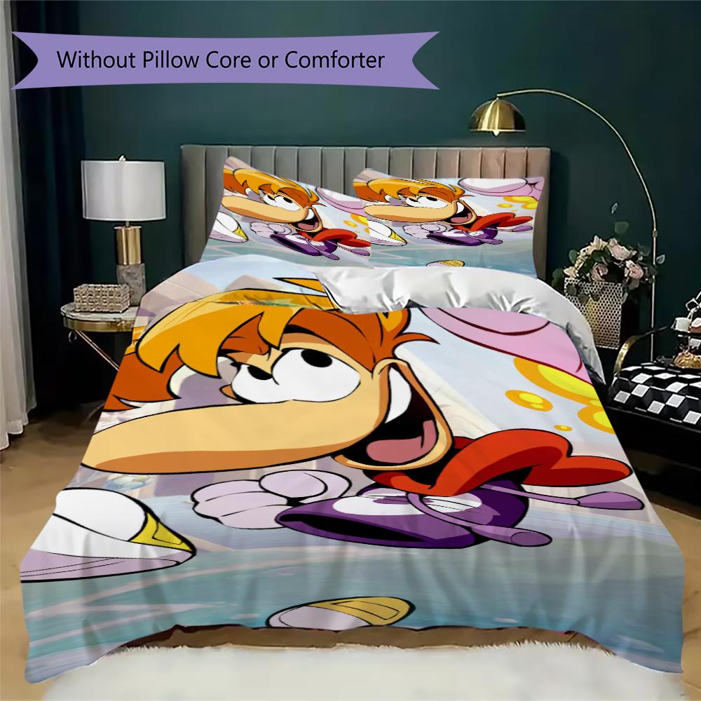Rayman Pattern Bedding Uilt Set Uilt Cover Pillowcase Home Decoration Birthday Gift (1 * Duvet Cover + 2 * Pillowcase Without Core)129