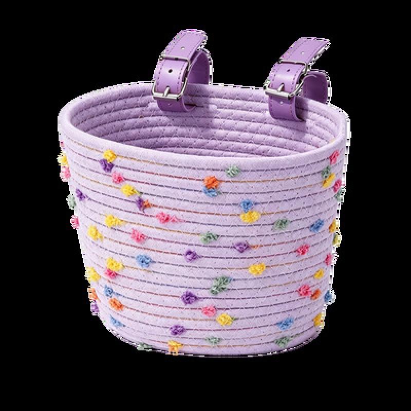 Handwoven Cotton Bike Basket Kids Foldable Front Snacks Toys Storage