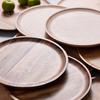 Wooden Cake Platter & Fruit Tray Circular Decorative Coffee Table Tray with Raised Edges Kitchen Serving Platter for Parties