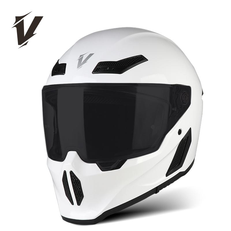 VGV Full Face Motorcycle Helmet Handsome Mecha Style Various Lenses Sunscreen Glare Protection Man Women ECE DOT Personalities