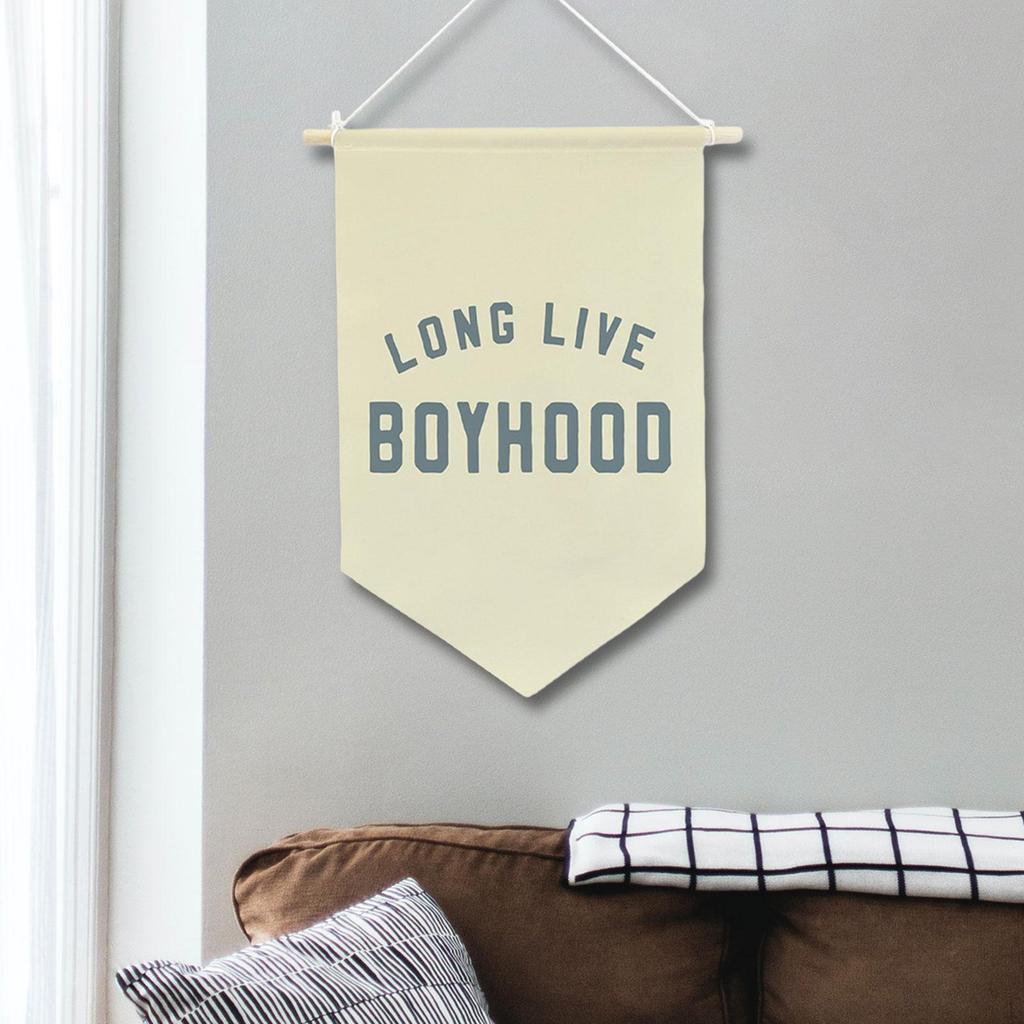 "Long Live Boyhood" Banner, Boy's Room Decor, Decorative Pennant, Nursery Wall