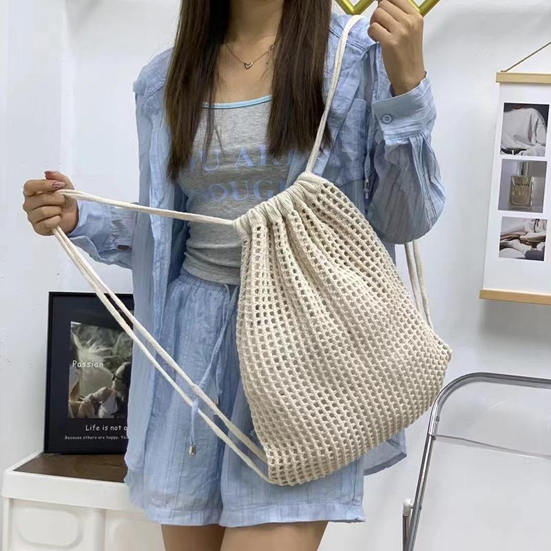 Fashi Women Hollow Woven Shoulder Bags Large Capacity Crochet Bag Knitting Handbags Eco Female Shopping Tote