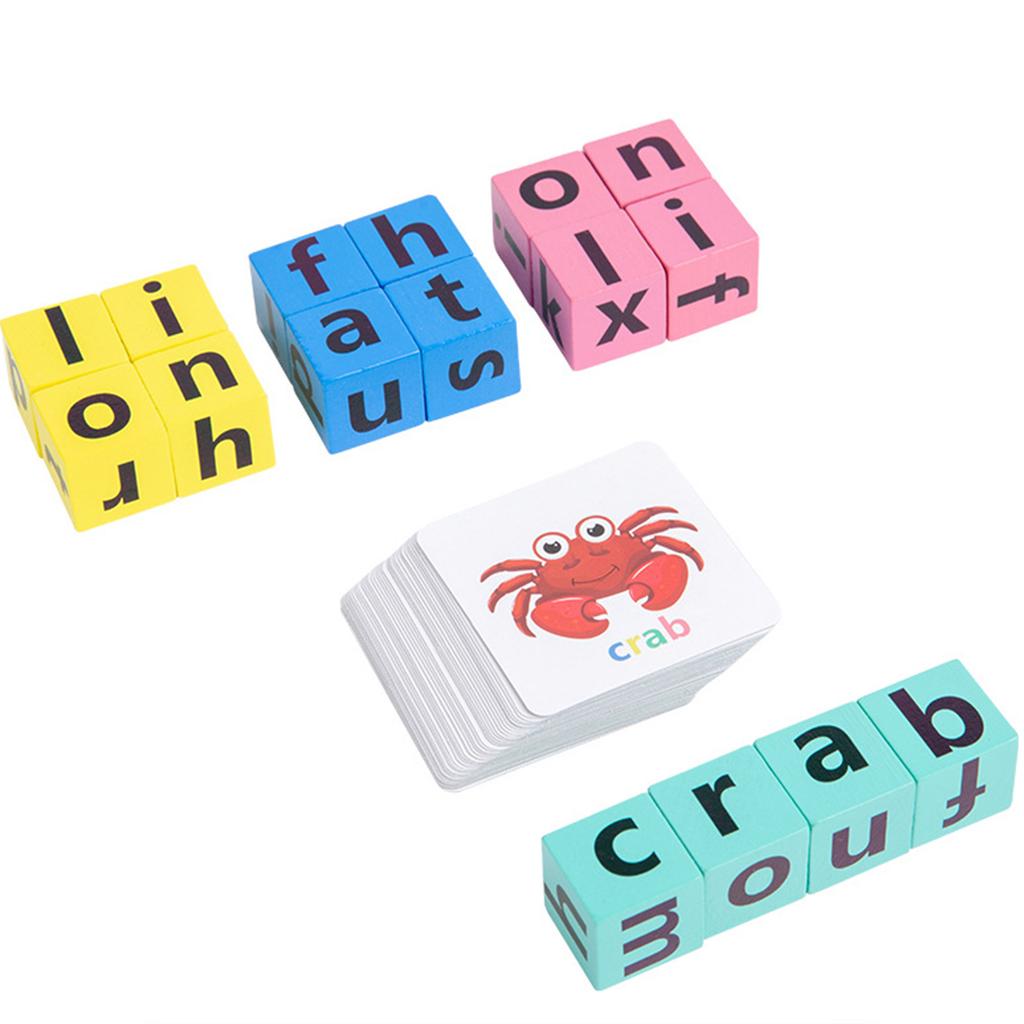 Children Puzzle Wood Spelling Word Toy Kids Letter Game Kindergarten Teaching Aids English Letter Word Learning Toy