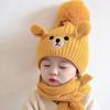 Bear Knitted Hat Winter Beanie Hat Scarf Set Warm Protection Knitted Children Winter Hat & Scarf Set Knit Beanie Winter Hats